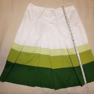 Talbots Pleated Green Striped Colorblock skirt